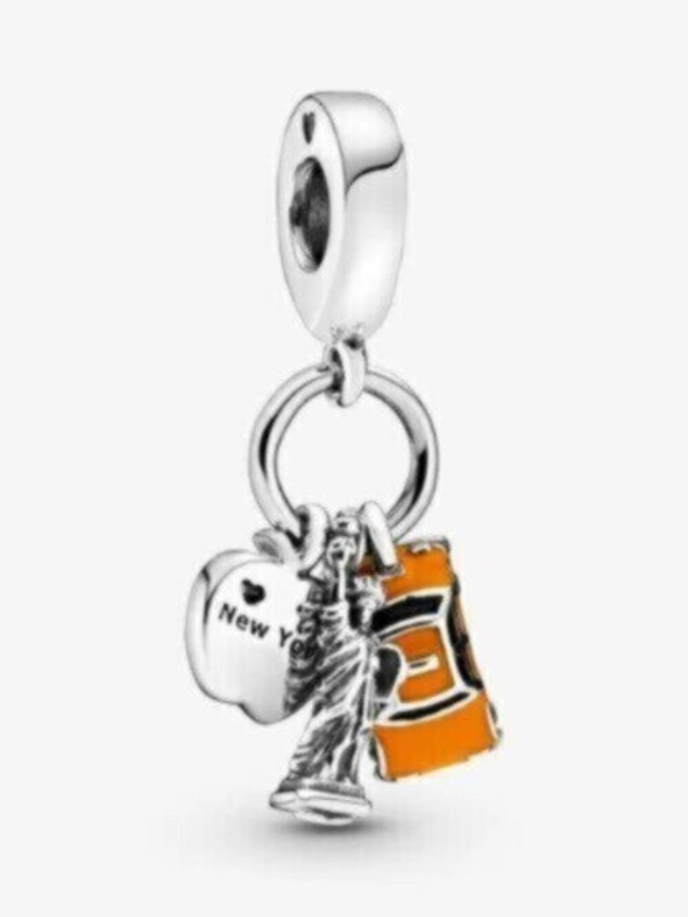 Pandora Silver Statue of Liberty Dangle Charm with Orange Accent
